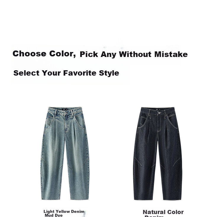 Semir Women's Spring Pleated Loose Fit Jeans 2026 American Style Wide Leg Pants 109126124002 21