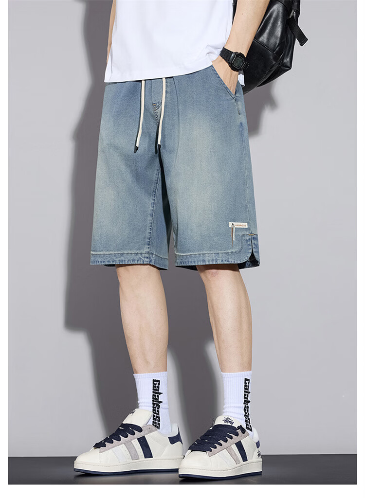 MARK FAIRWHALE Men's Summer Thin Casual Loose Straight-Leg Youth Ice Silk Shorts, Smoke Gray, XL 2