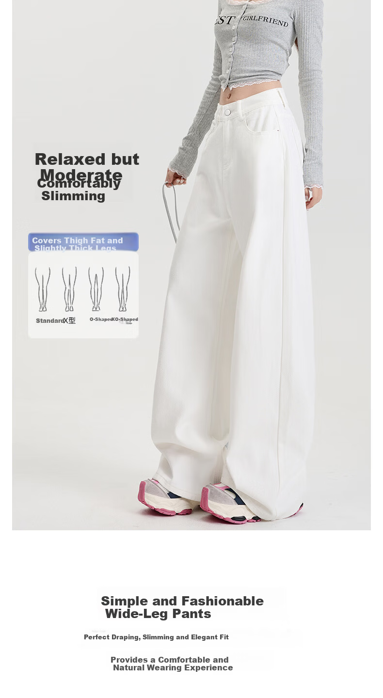Borui White Tencel Three-Proof Denim Pants 2026 New Spring Lyocell Wide-Leg High-Waist Loose Flared Casual Pants 8