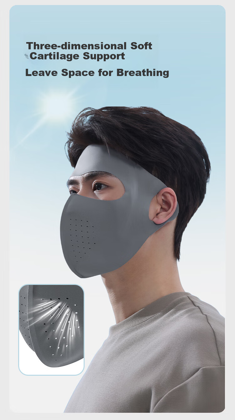 JD Jingzao Seamless Sunscreen Face Shield Unisex UV Protection Full Face Mask Medical Beauty Face Cover Cycling Sun Protection Face Bikini Light Mist Gray 7