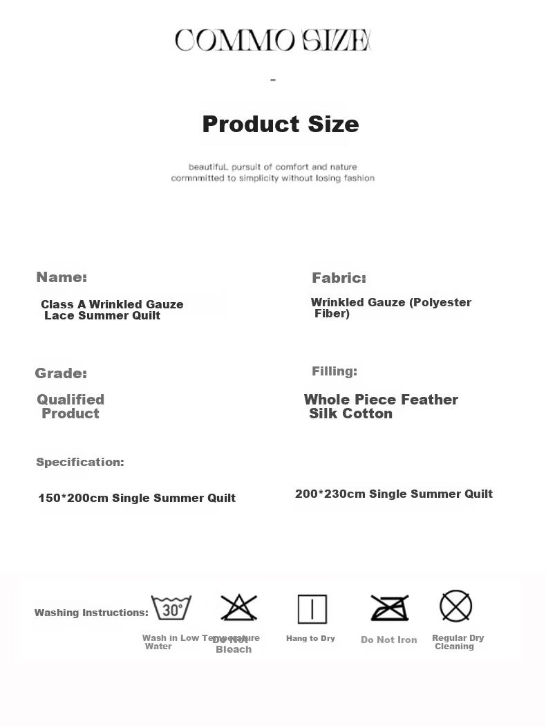 MUJI Class A Wrinkled Gauze Air Conditioning Quilt 200×230cm Lace Edge Double Quilt Core All-Season Thickened Version 17