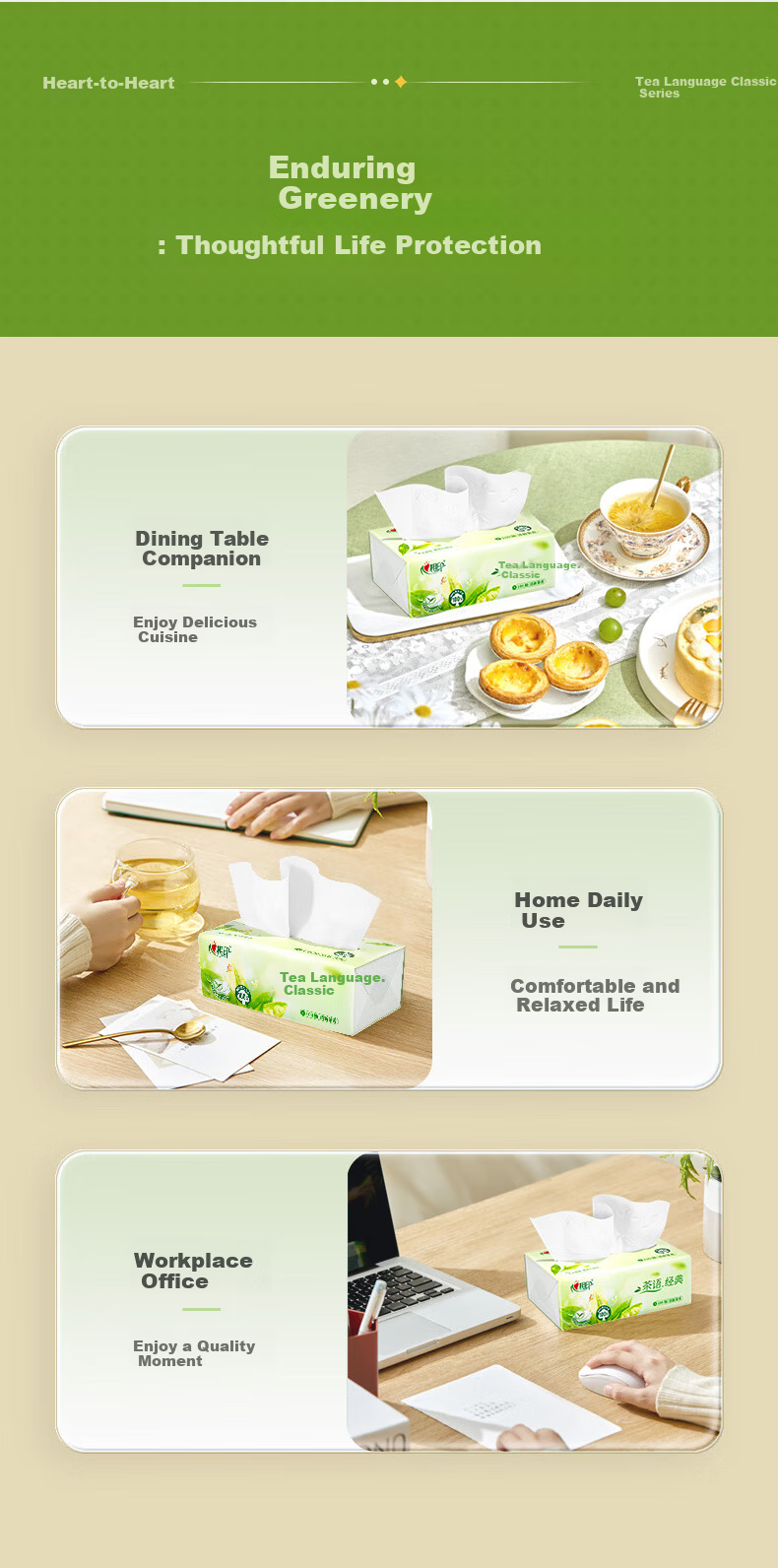 Xinxiangyin Tea Classic Facial Tissue 100 Sheets 48 Packs S Size Carton 6