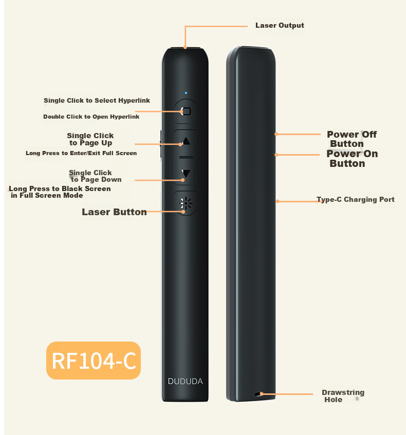 DUDUDA Black Flip Pen PPT Laser Remote Control Multifunctional Teaching Presentation Slide Projector Infrared Remote Multimedia Seewo Presenter 10