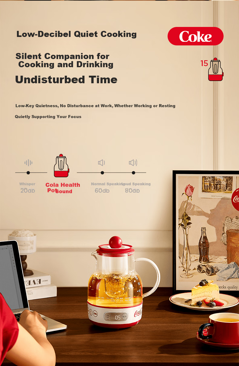 Coca-Cola 1.2L Automatic Health Pot Electric Kettle Tea Maker 24-Hour Constant Temperature Flower Tea Kettle A-YS02GW 17