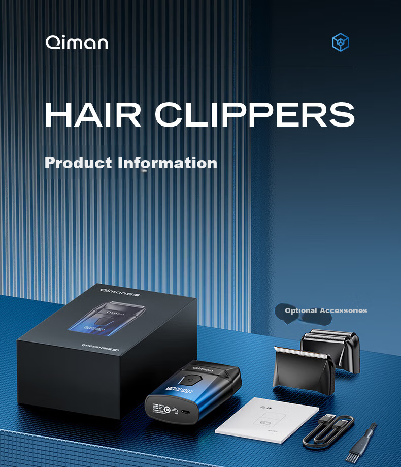 Qiman Whitening Hair Clipper Bald Head Shaving Device Electric Hair Trimmer Razor Reciprocating Shaver Self-Service Barber Shop Salon Professional Oil Head Fade Electric Hair Clipper QM6500 Gradient B 28