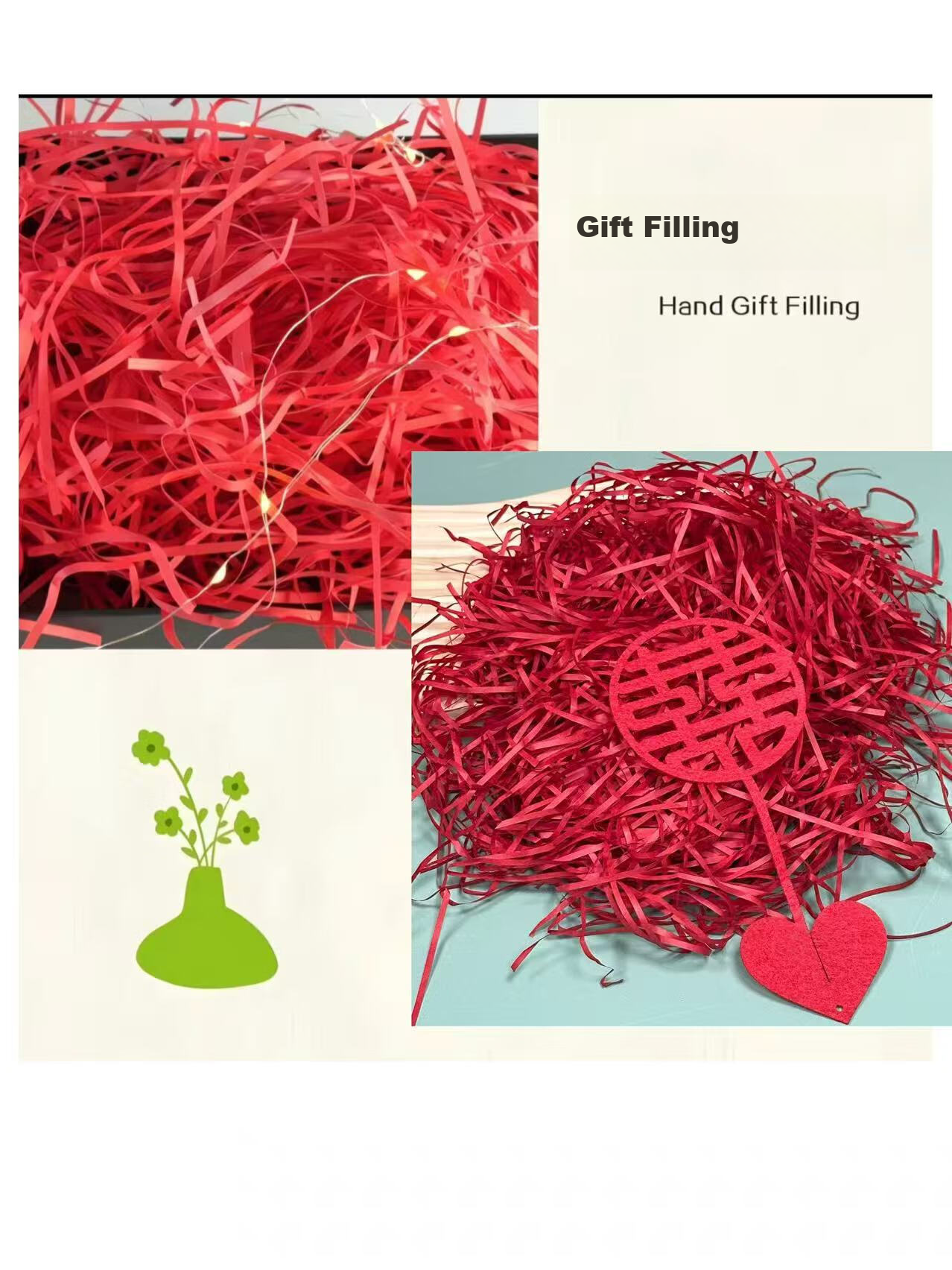 Yan Yu Ji Rafia Grass Filler Romantic Red 100g Gift Box Decoration for Girlfriend Birthday 5