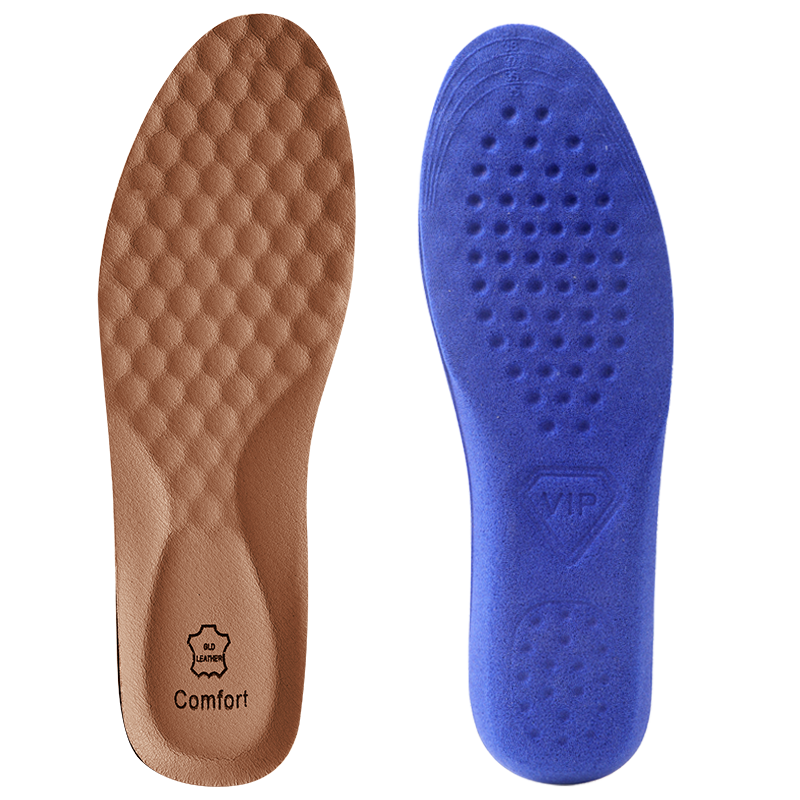 JVBV Men's Leather Insoles Cowhide Sweat-Absorbing Breathable Odor-Resistant Soft Elastic Summer Shoes Size 39-40
