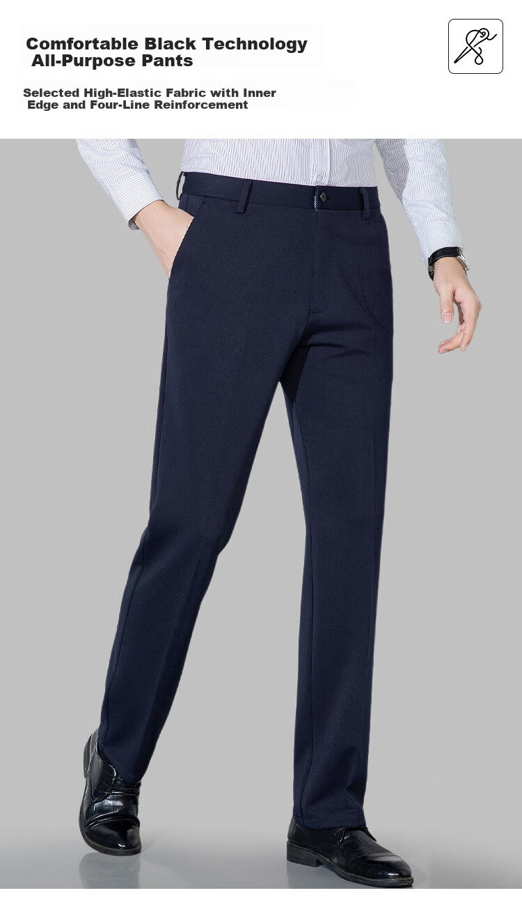 Miiow Men's Lightweight Business Four-Way Stretch Casual Pants Spring Autumn New High Elastic Breathable Slim Trousers for Men 8