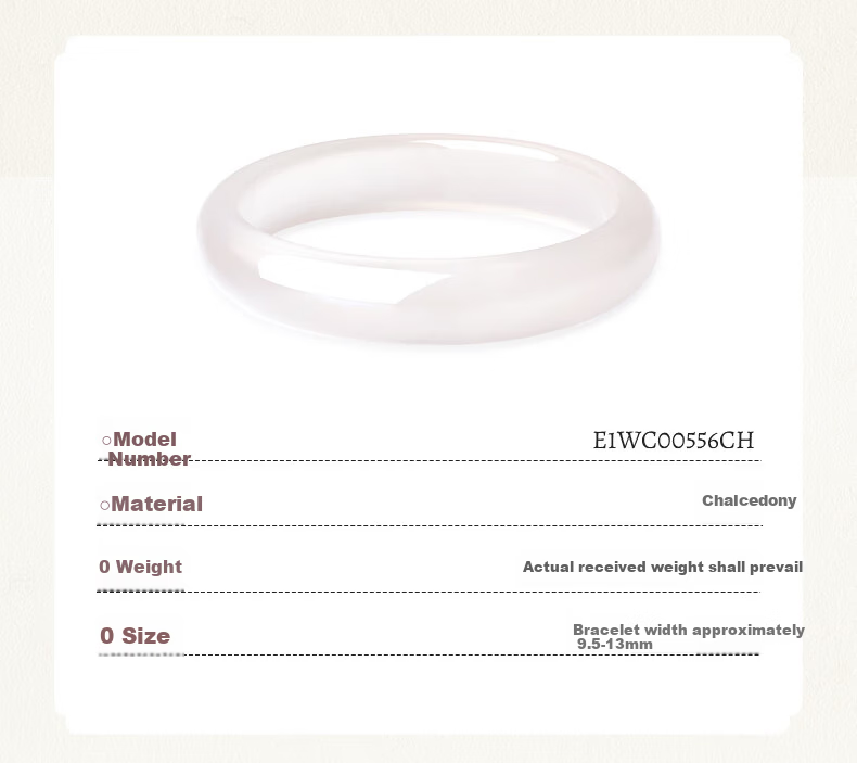 CHOW TAI SENG White Moonlight Chalcedony Bracelet Natural Translucent New Chinese Style Jade Bangle Birthday Gift for Girlfriend and Mom 21
