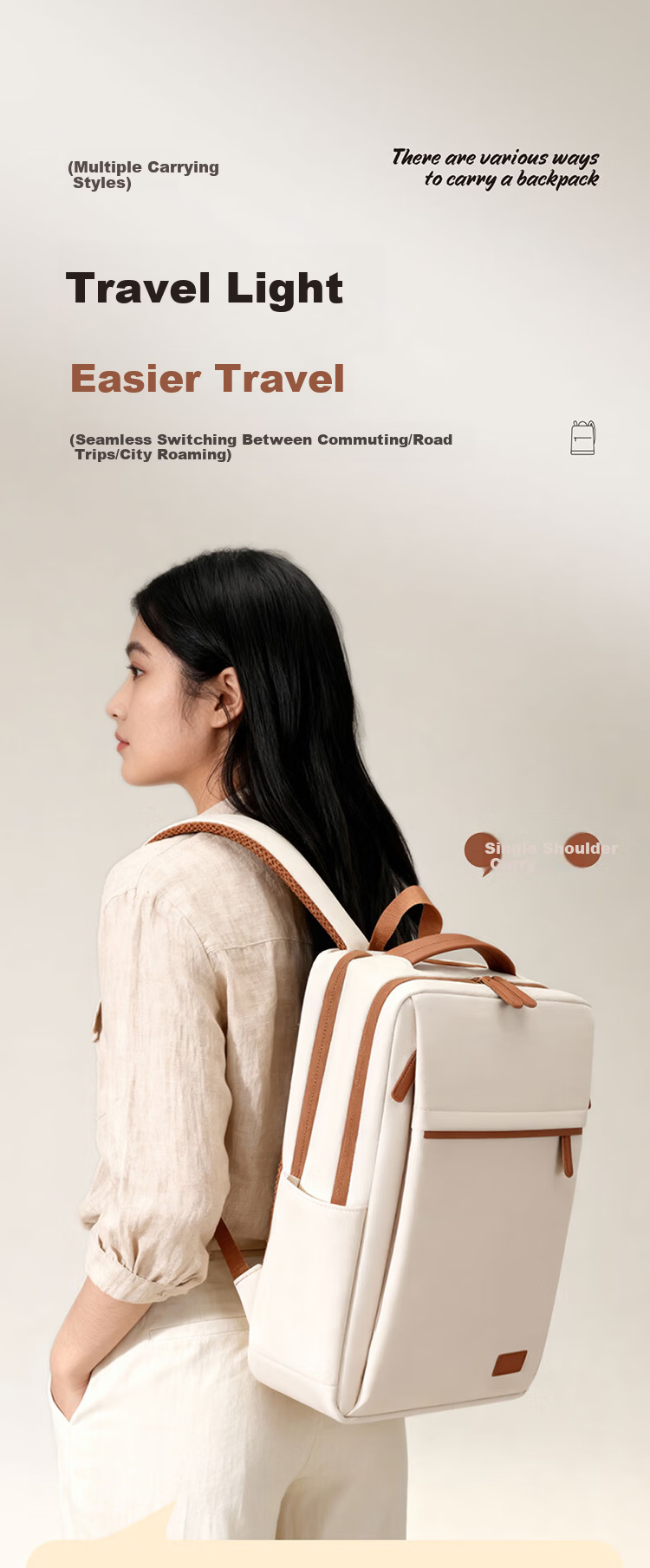 Biyoumei Large Capacity Casual Business Commuter Laptop Backpack for Women 6