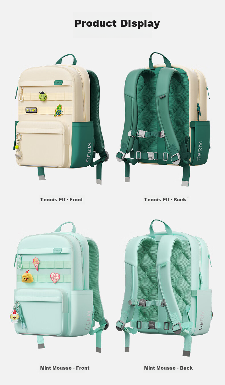 Germ Lightweight Large Capacity School Backpack for Elementary and Middle School Girls Grades 4-6 23