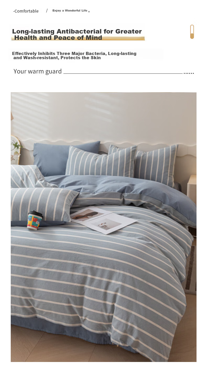 Grace 7A Antibacterial Duvet Cover, 100% Cotton Plaid Duvet Cover, Soft Breathable All-Season Duvet Cover, Gisen 200*230cm 7