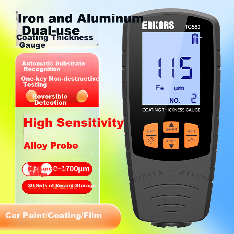 EDKORS Coating Thickness Gauge High-Precision Used Car Paint Thickness Meter Galvanized Layer Thickness Tester