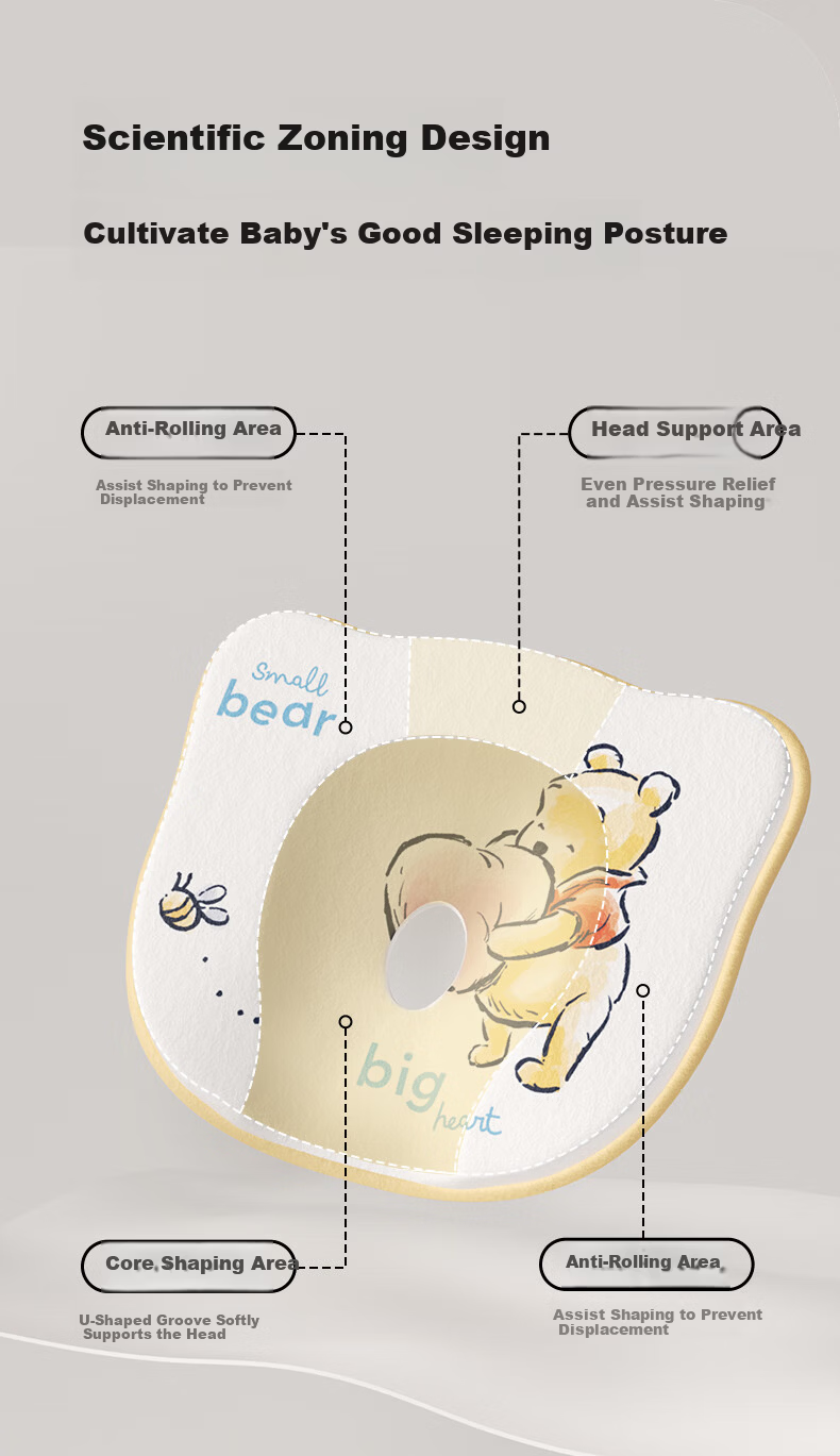 Disney Infant Head Shaping Pillow 0-6 Months Newborn Anti-Flat Head Correction Sleep Pillow for 1 Year Old Baby 10