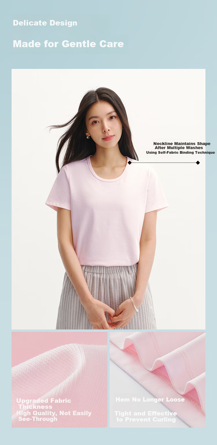 Semir Women's Short Sleeve T-Shirt 26 Summer Slim Fit U-Neck Loose Fit Round Neck Base Shirt 109326100001 14