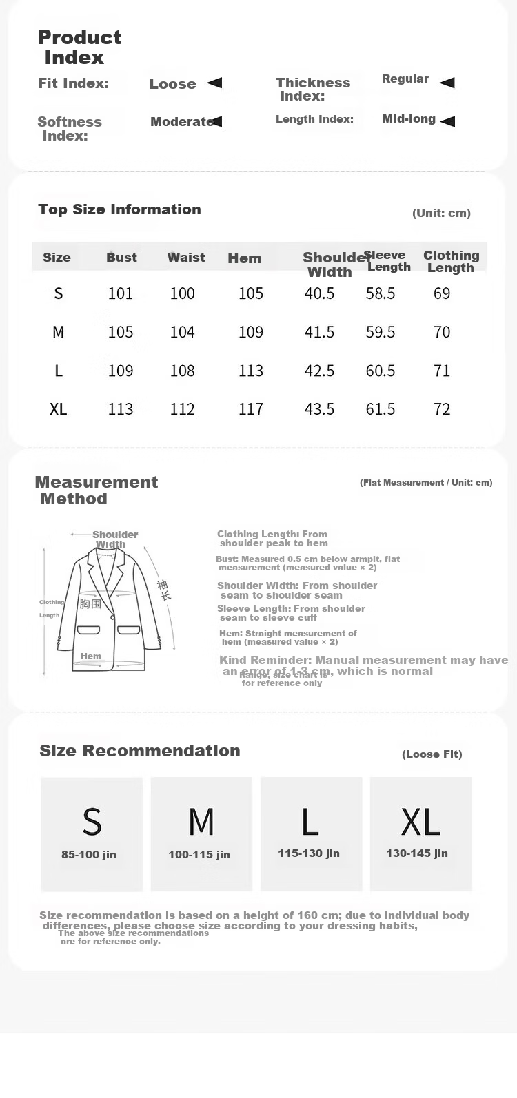 Sentubila Elegant Commuter Women's Autumn Wrinkle-Free Loose Blazer High-Intelligence Casual Jacket Black M 10
