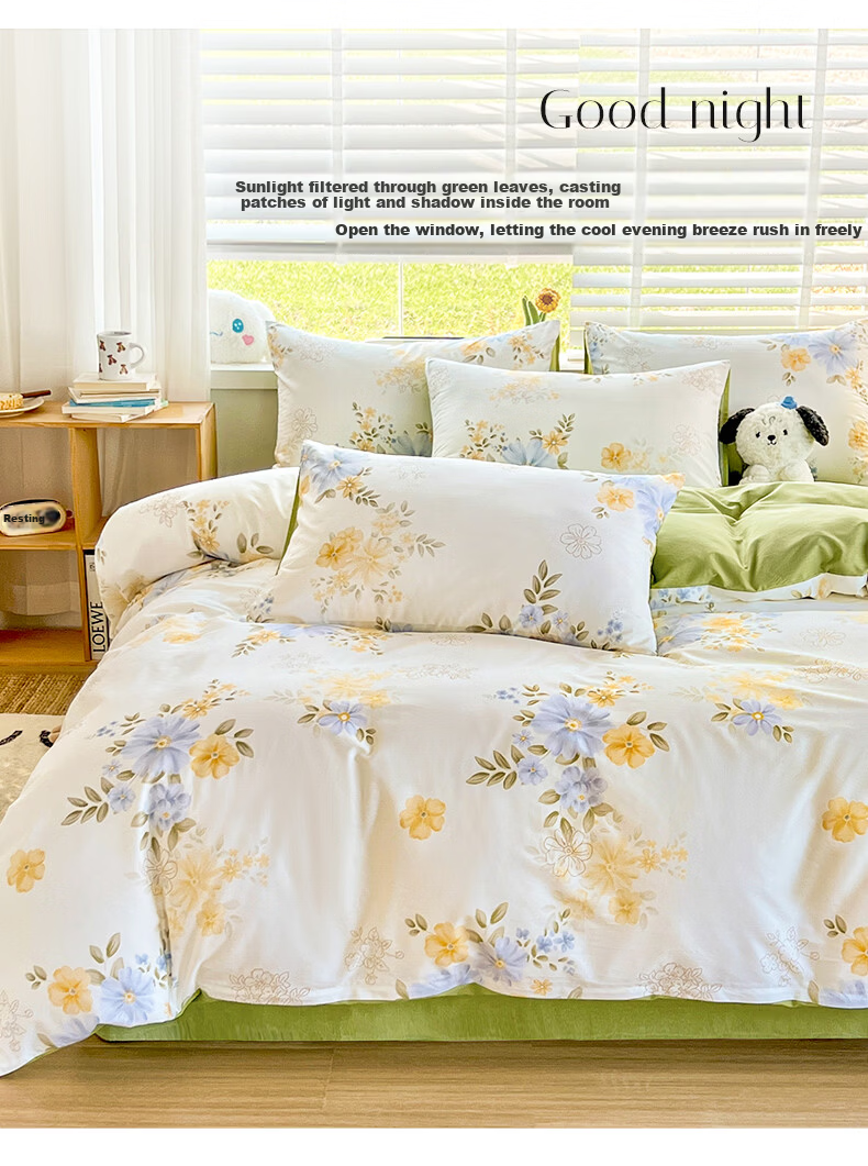 Grace 7A Antibacterial 100% Cotton Four-Piece Bedding Set Xinjiang Cotton Duvet Cover 220x240cm for 1.8/2m Bed 5