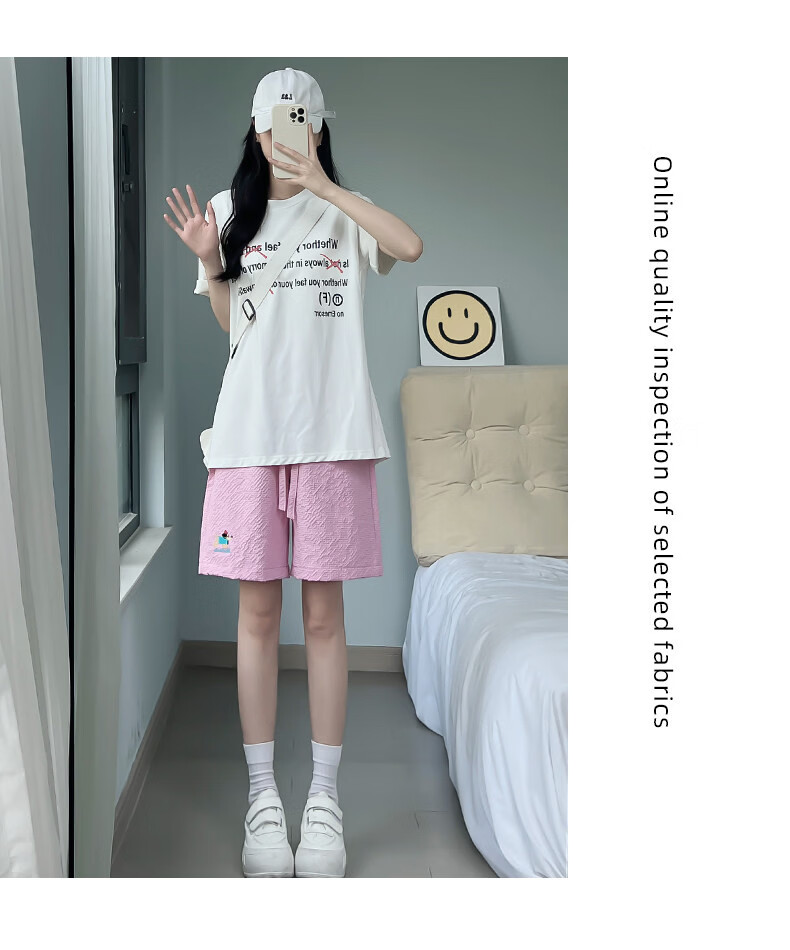 Langsha Women's Summer Thin Embroidered High-Waist Quick-Dry American Style Sports Shorts Beach Mid-Length Pants 17
