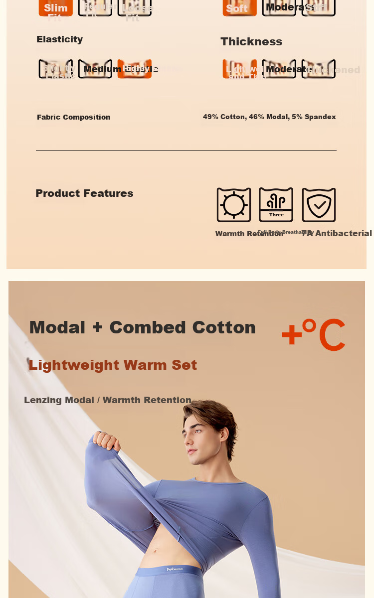 MiiOW Women's Thermal Underwear Set Autumn Winter Basic Warm Long Johns and Top 2