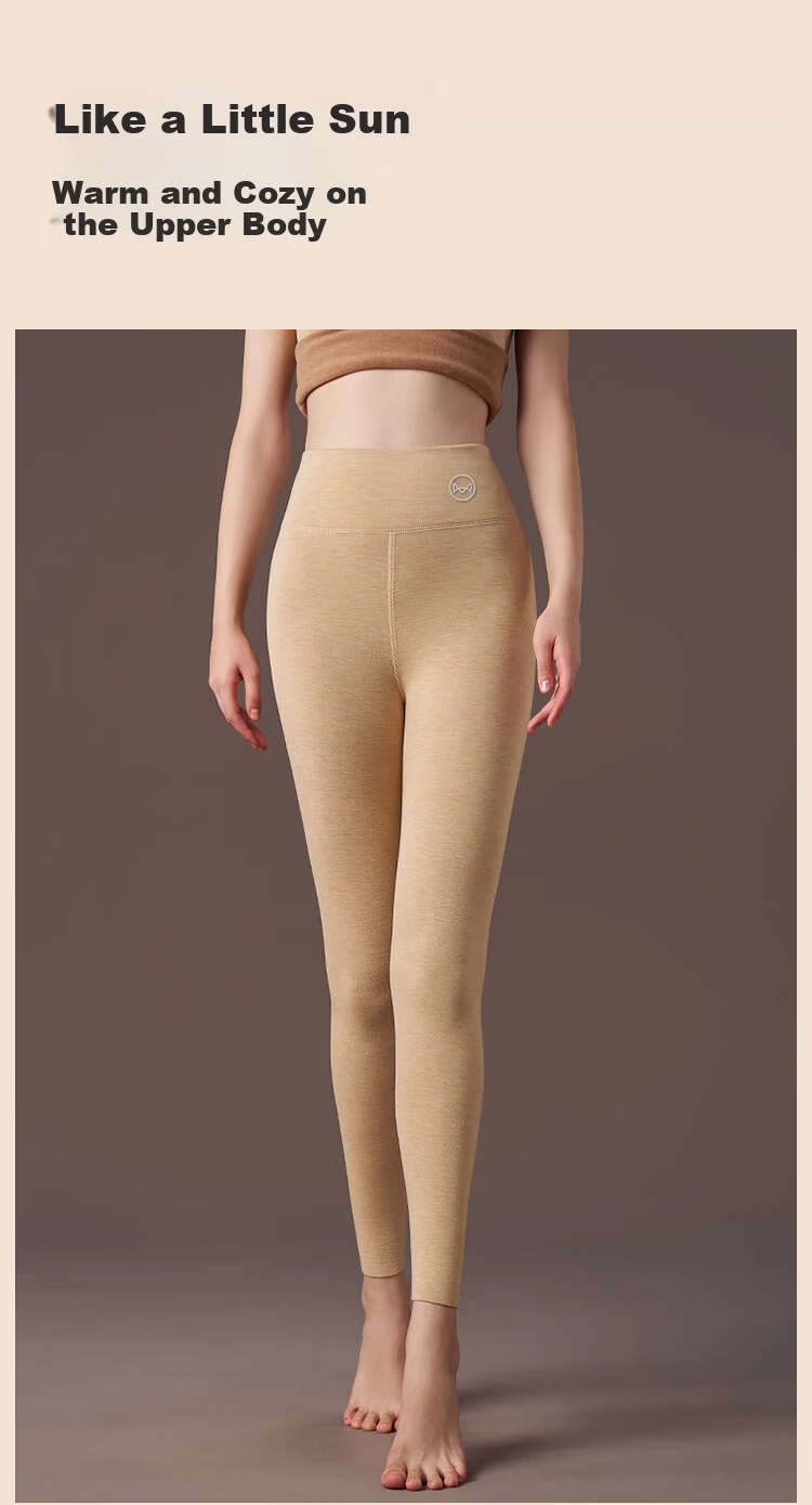 MiiOW Camel Silk Women's Thermal High-Waist Seamless Slimming Fleece-Lined Autumn Leggings Thermal Base Pants 6