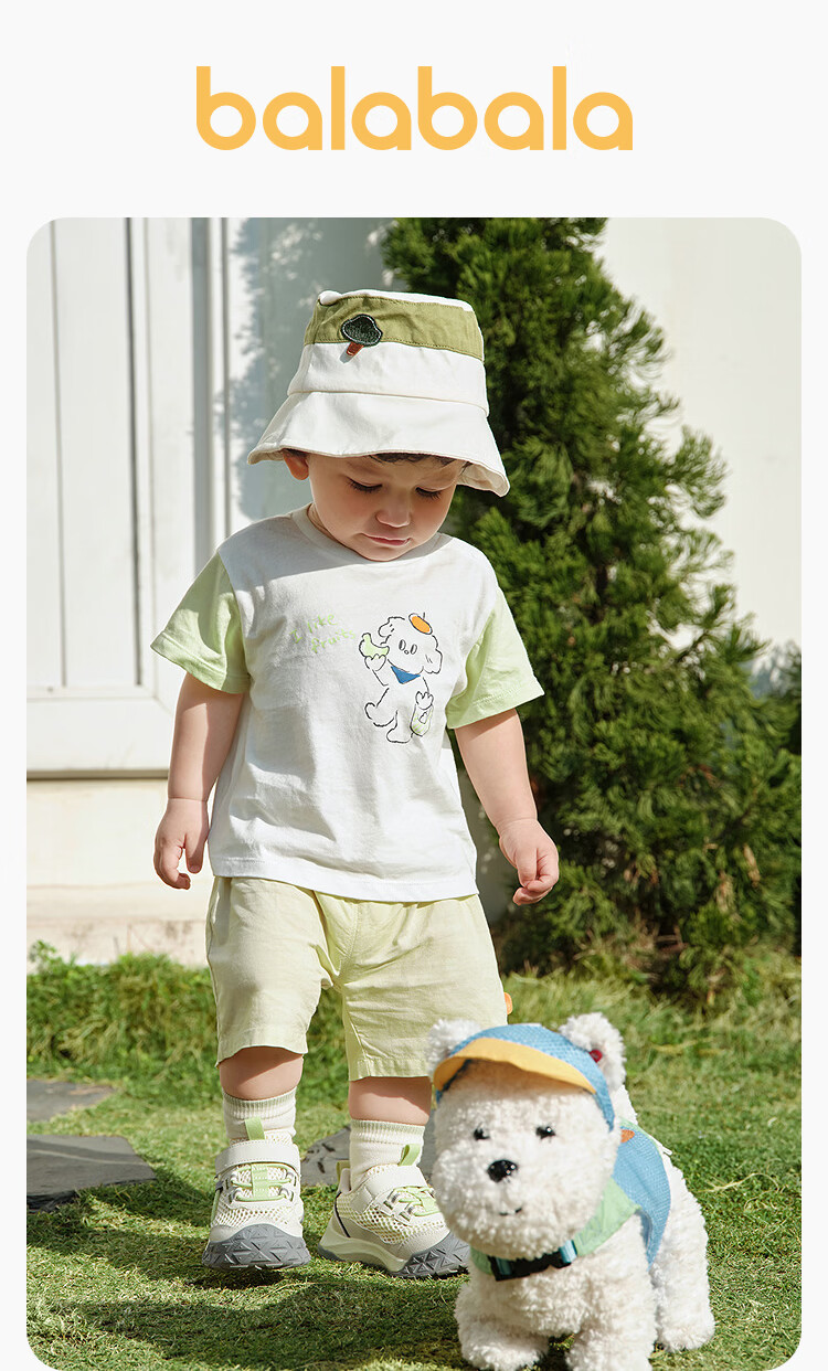 Balabala Baby Short Sleeve Set Infant Summer Outfit 2026 New Boys Girls T-Shirt Pants Cute Fashion 7