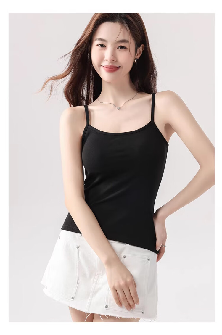 Caiyue Women's Padded Camisole Tank Top Spring Summer Thin Integrated Bra-Free Slim Fit Backless Base Layer Shirt 19