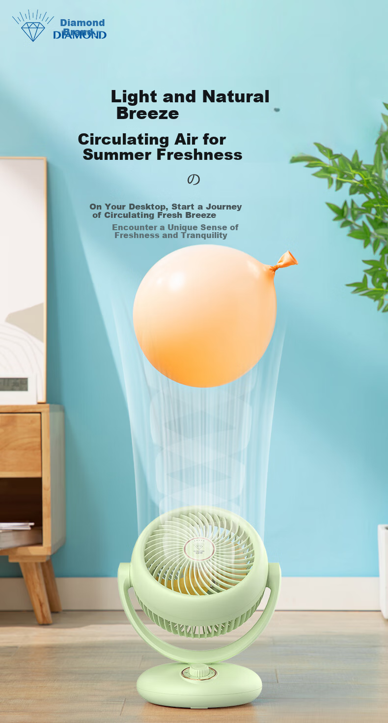 DIAMOND Air Circulation Fan Home Electric Desktop Table Fan High Airflow Oscillating AC Fixed Frequency Quiet Lightweight Fan Bedroom Energy-Saving Small Fan KFX2406J 5