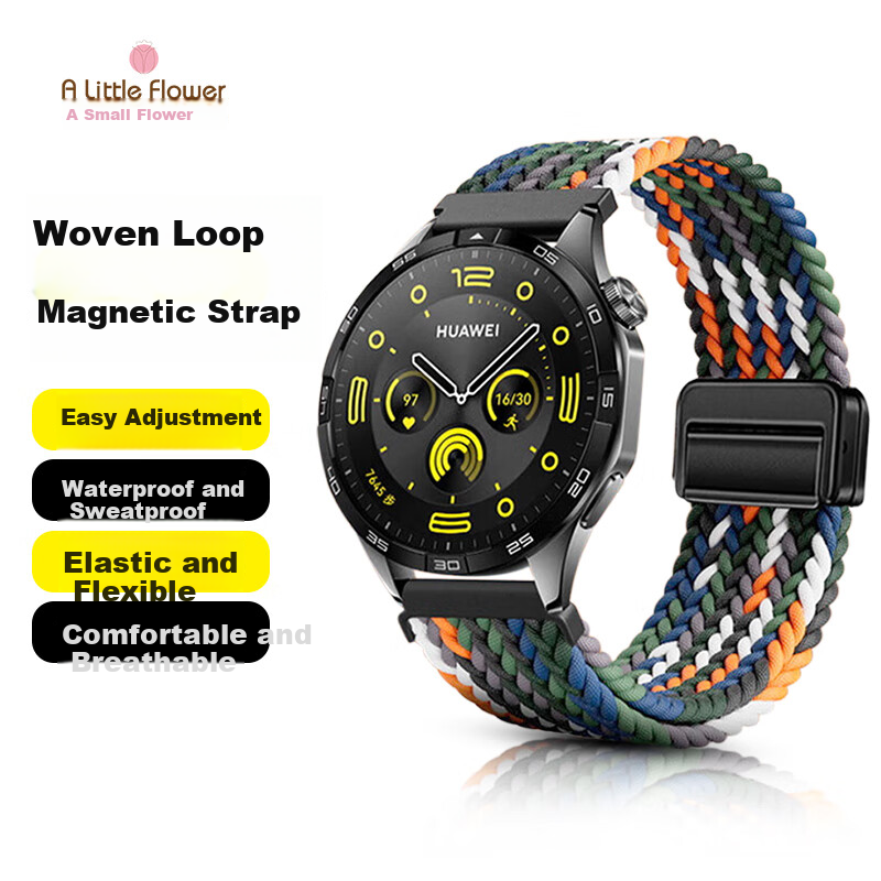 ALittleFlower Compatible with Huawei GT6/GT5Pro 46/48mm Watch Band, Huawei Watch4/4Pro/3/GT4/GT5Pro/GT3/2Pro Woven Magnetic Camouflage Strap
