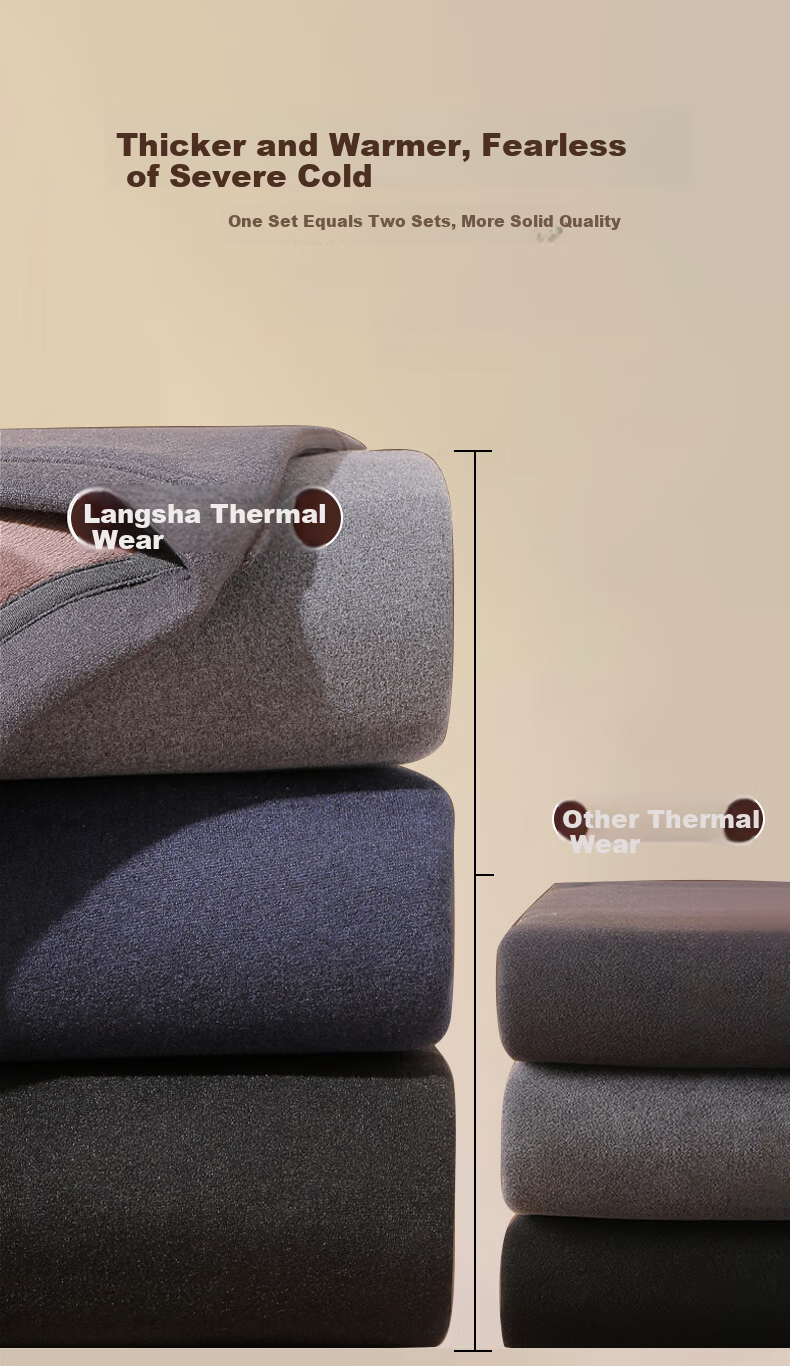 LangSha Men's Thermal Underwear Set Autumn Winter 26 New Thickened Fleece 7A Antibacterial German Velvet Heating Top and Bottom 8