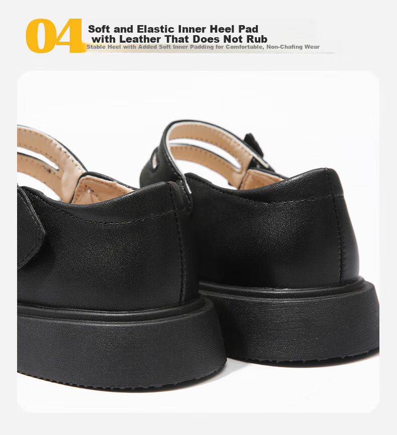 Guniya Girls Children's Leather Shoes Square Toe Breathable Soft Sole School Performance Shoes Black Matte Size 30 9