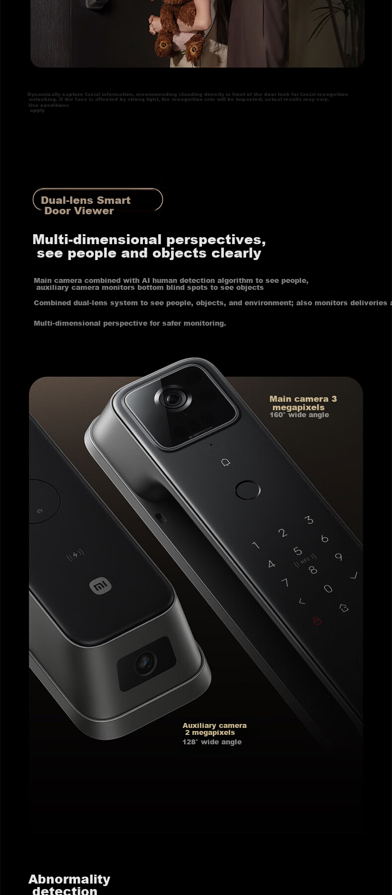 Xiaomi Smart Door Lock 4 Pro Dual-Camera Facial Recognition Palm Vein Cat Eye Large Screen Home Smart Lock 9