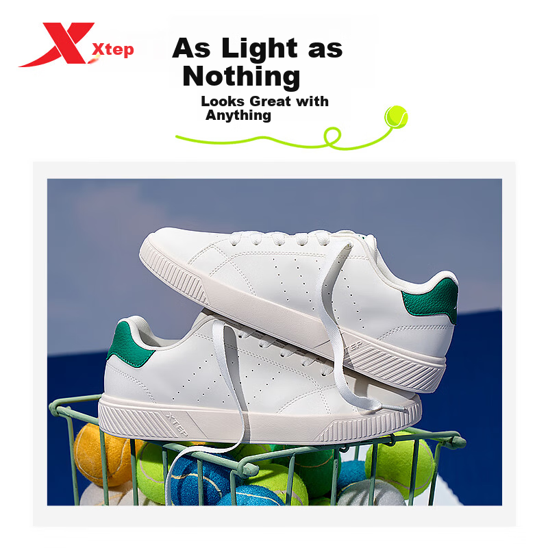 Xtep Couple's Men's and Women's Sports Sneakers Casual White Shoes Spring Summer Breathable Non-slip Wear-resistant Casual Shoes