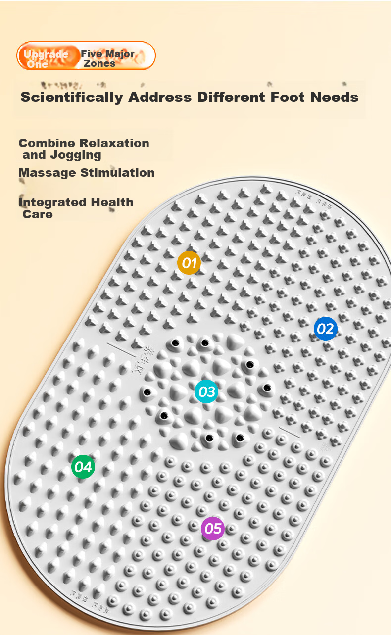 PEAK Five-Zone Soft Rubber Acupressure Foot Massage Mat Slow Running Foot Sole Acupoint Silicone Circulation Pad 9
