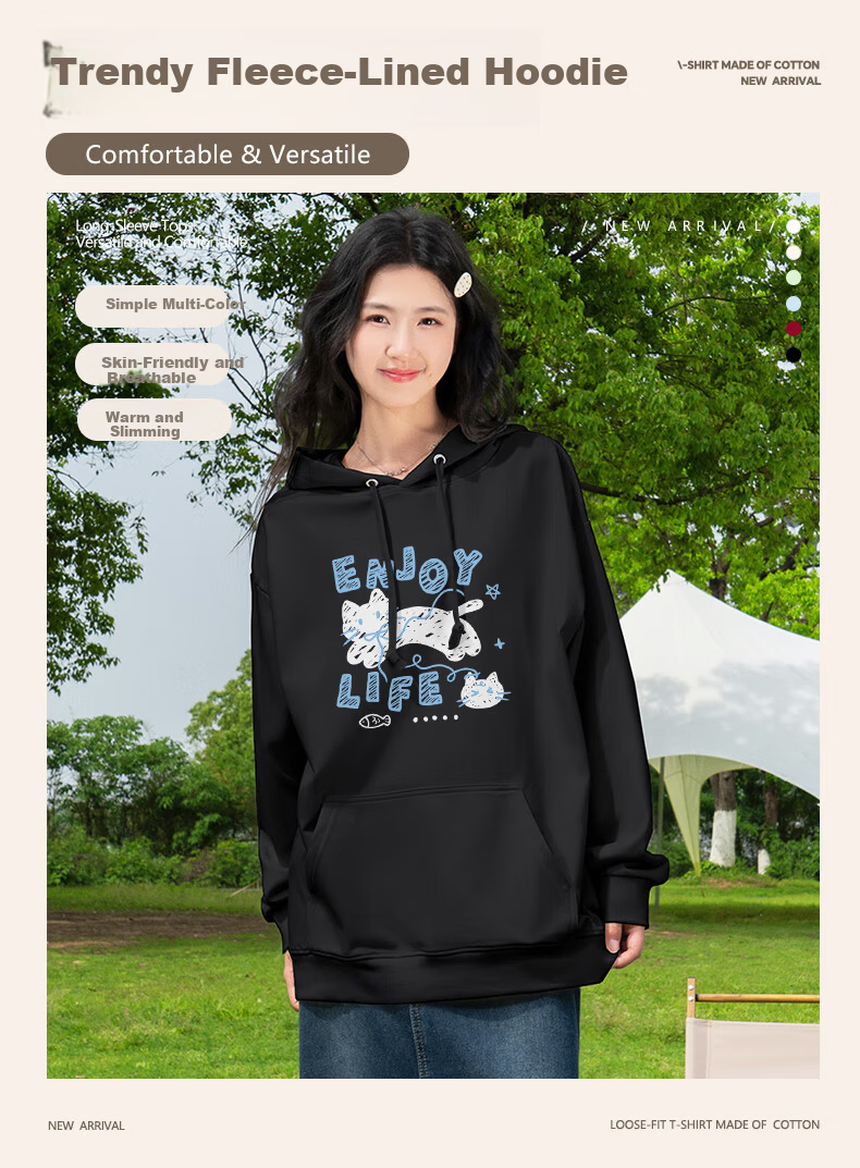 Baleno Trendy Cartoon Hoodie for Women 2026 New Spring Autumn Casual Versatile Student Fashion Long Sleeve Sweatshirt 2