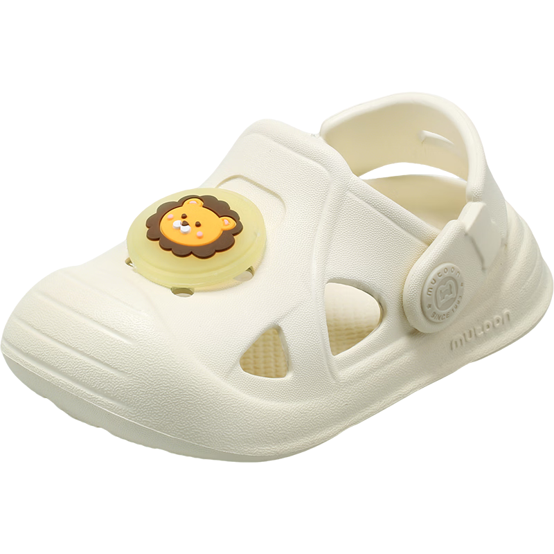 Mutong Baby Boys Summer Essential Oil Protective Clog Cartoon Soft Sole Beach Shoes Girls Ivory 160
