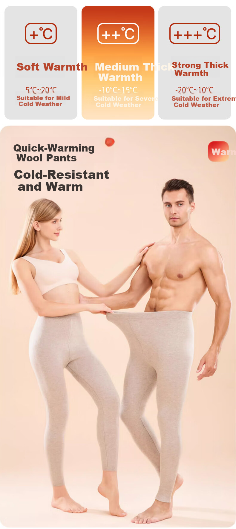 LangSha Women's Wool Thermal Pants Thickened Autumn Winter Fleece Lined Heat Retaining Leggings Thermal Underwear 1