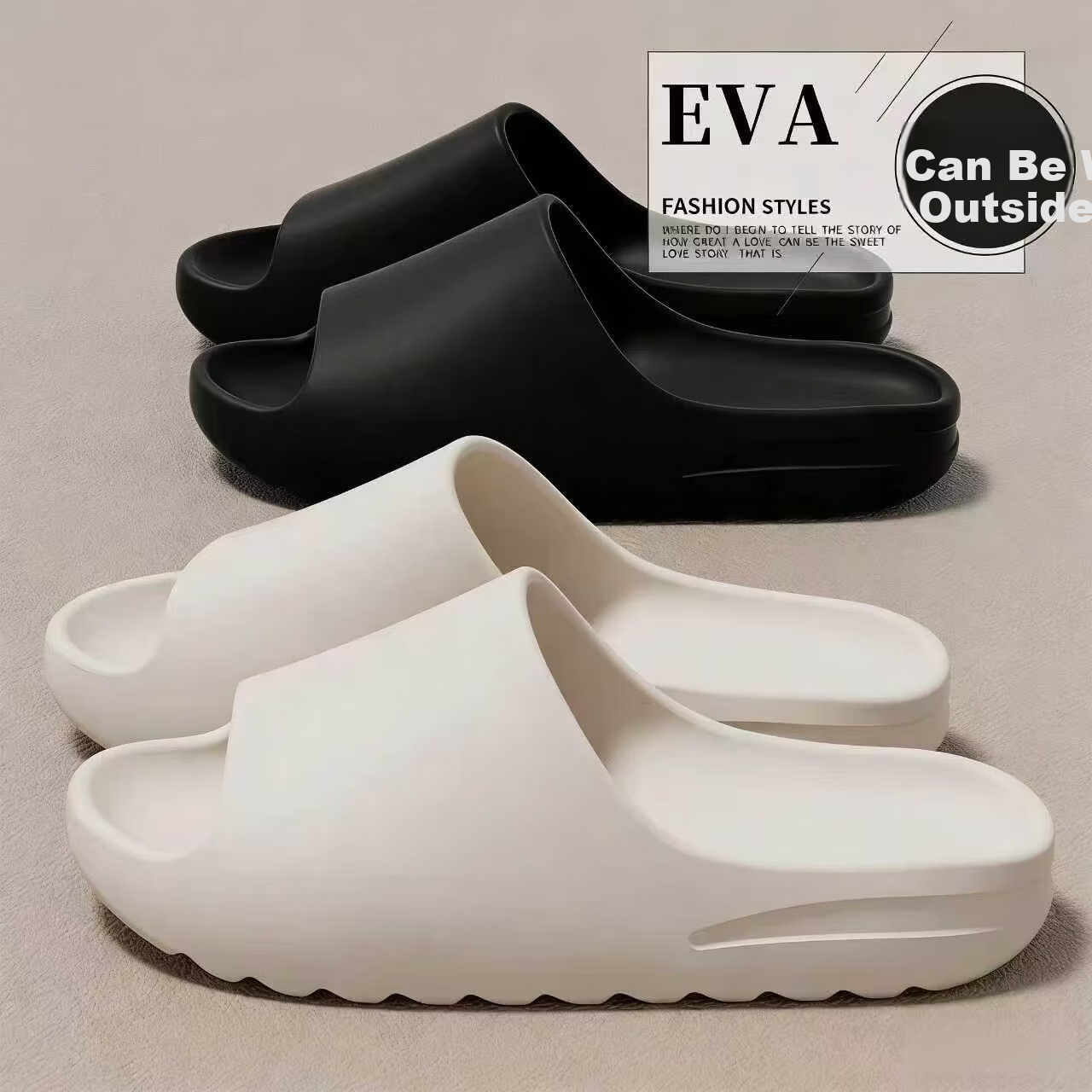 CXOCSI Men's Indoor Home Non-Slip Lightweight Outdoor EVA Thick Sole Slippers White Size 38-39