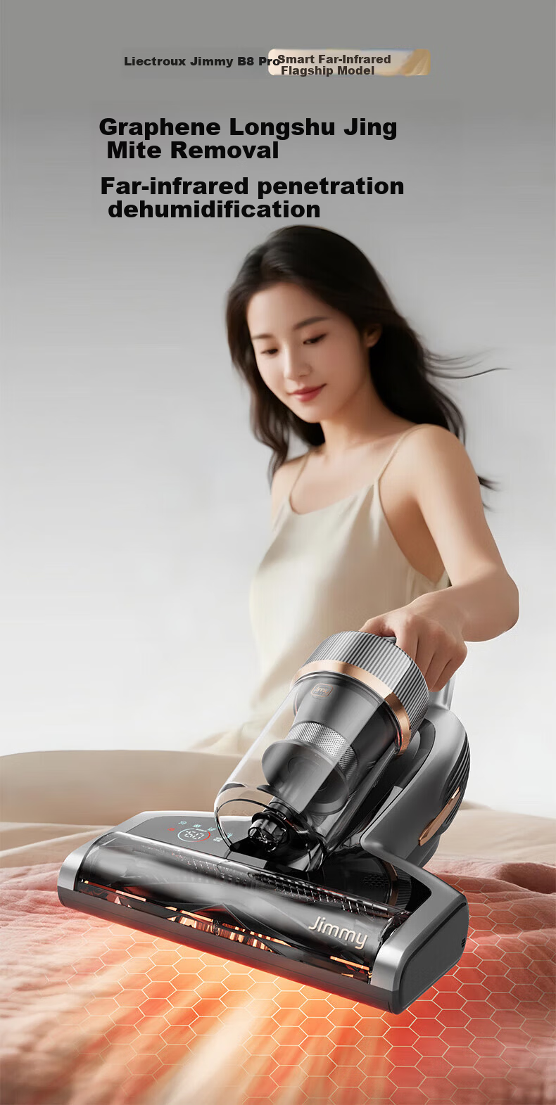 Lecgimi New B8pro Mite Removal Vacuum Cleaner High Suction Infrared Bed High-Temperature Sterilization Home Graphene Deep Dehumidification and Mite Removal Machine B802 4