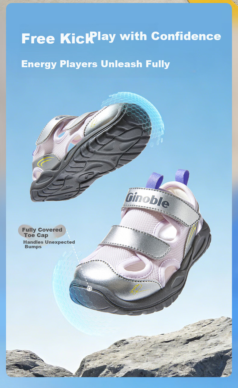 Ginoble Children's Walking Shoes Summer 2026 Breathable Sandals for Boys and Girls Ages 1-5 GW1918 Feather Pink 6