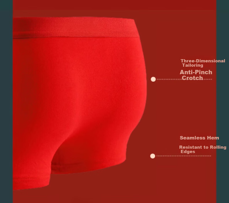 Langsha Gaokao Top Scorer Men's Underwear Qi Ji Bright Red Pure Cotton Mid-High School Exam Victory Boxer Briefs 12