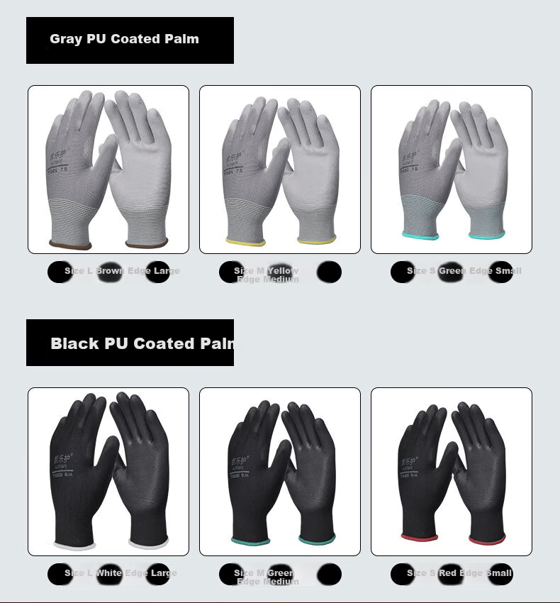 Kailehu PU Coated Palm Gloves Gray 10 Pairs, Coated Work Gloves, Labor Protection, Wear-Resistant, Anti-Slip, Breathable, Comfortable for Fine Work, Dust-Free, Size S 8