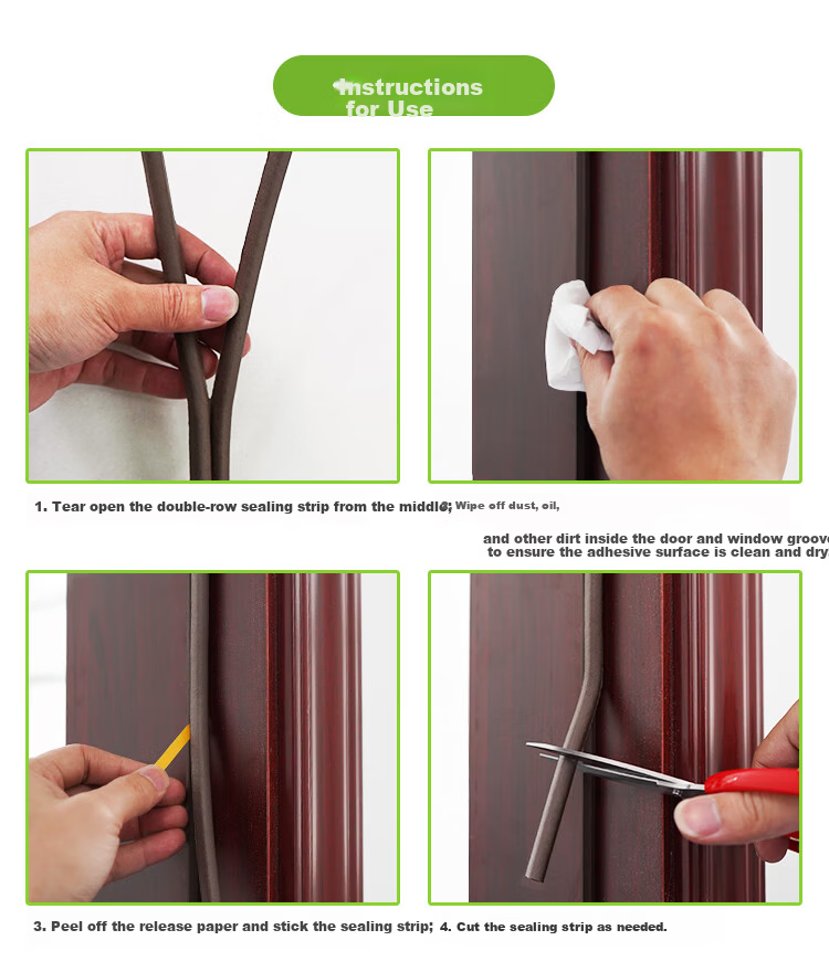 Caihong E-Type Self-Adhesive Door and Window Seal Strip White Sliding Window Soundproof Windproof Anti-Theft Door Frame Gap Tape 6