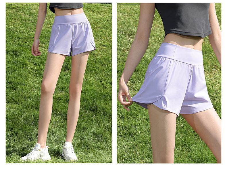 CAMEL Women's Sports Shorts Cooling Breathable Anti-Exposure Training Running Shorts Y26BA4L0008 Windflower Purple XXL 26