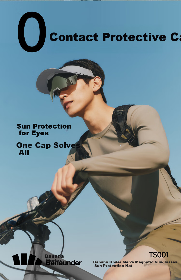 Beneunder Magnetic Sunglasses Sun Hat for Men Full Face Sunshade Hat Open Top Outdoor Sports Cycling Detachable Polarized Lenses 3