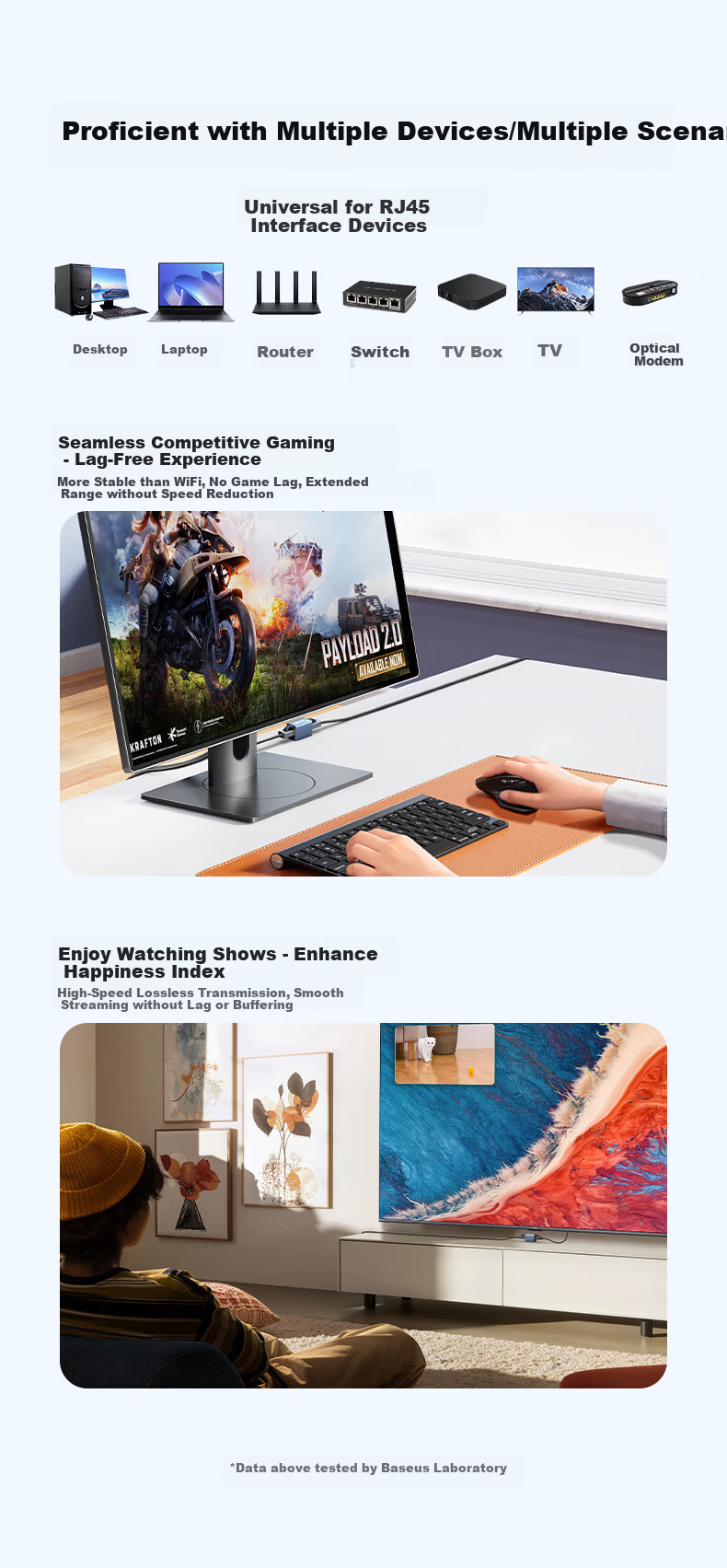 BIAZE Ethernet Coupler Gigabit Shielded Adapter Extension Aluminum Alloy RJ45 Network Port POE Power Pass-through Connector Crystal Head Compatible with Cat5/6/7 Network Cable Module 7