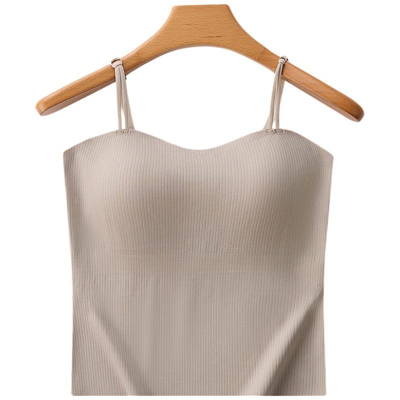 Langsha Women's Camisole with Chest Pad Summer Ice Silk Bra-Free Outerwear Inner Wear Seamless Back Bra Top