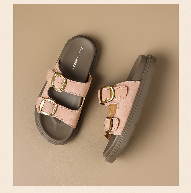 ZHR Birkenstock Women's Sandals 2026 Summer New Breathable Casual Slip-On Sandals AY352 Beige Size 35 29