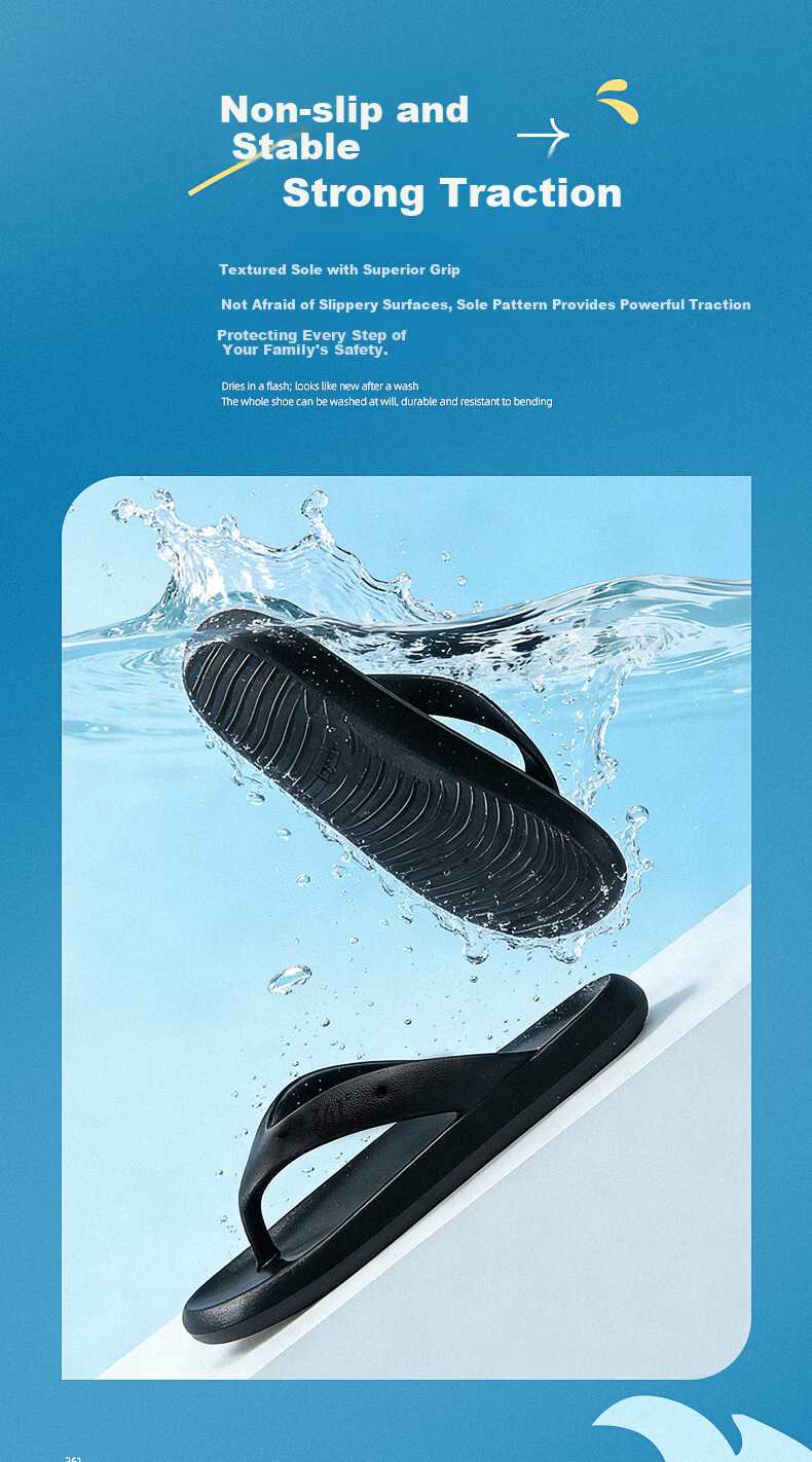 361° Qihang Men's Summer Flip Flops Non-Slip Wear-Resistant Outdoor Beach Sandals Men's Shower Bathroom Slippers 7