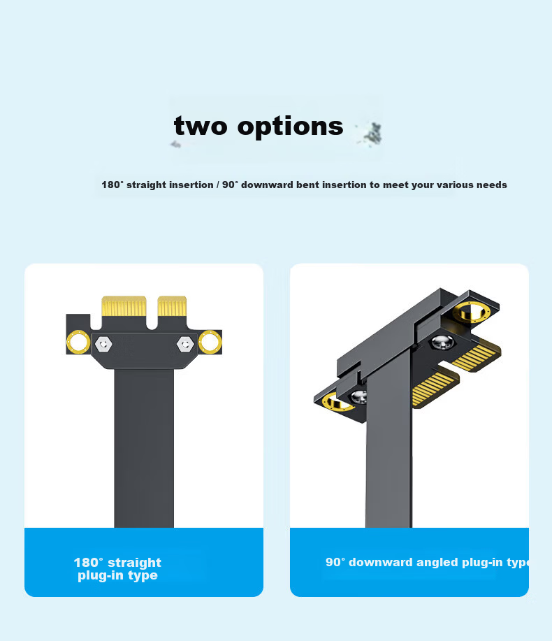 Liantuo PCI-E Extension Cable PCIe X1 3.0 Network Card Sound Card Graphics Card Vertical Mount DMA Expansion Card Adapter Cable Anti-Interference 5cm 90-Degree to 90-Degree 2