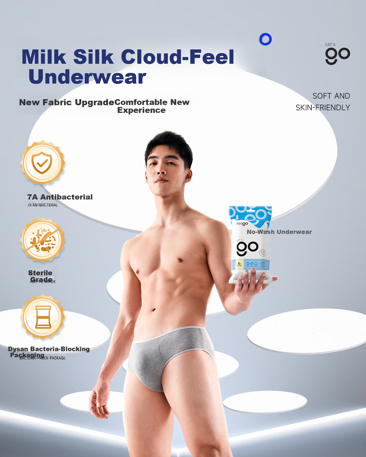 Freego Milk Fiber Disposable Men's Boxer Underwear Large Size Sterile Wash-Free Travel Business Mixed Color 6-Pack L Size 1